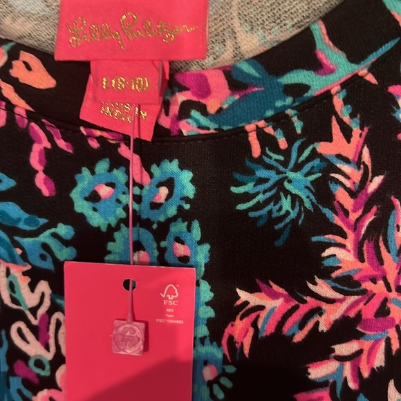 Lilly Pulitzer Girls Mini Jansen Dress Onyx Twilight Coral L (8-10) NWT - Picture 7 of 8